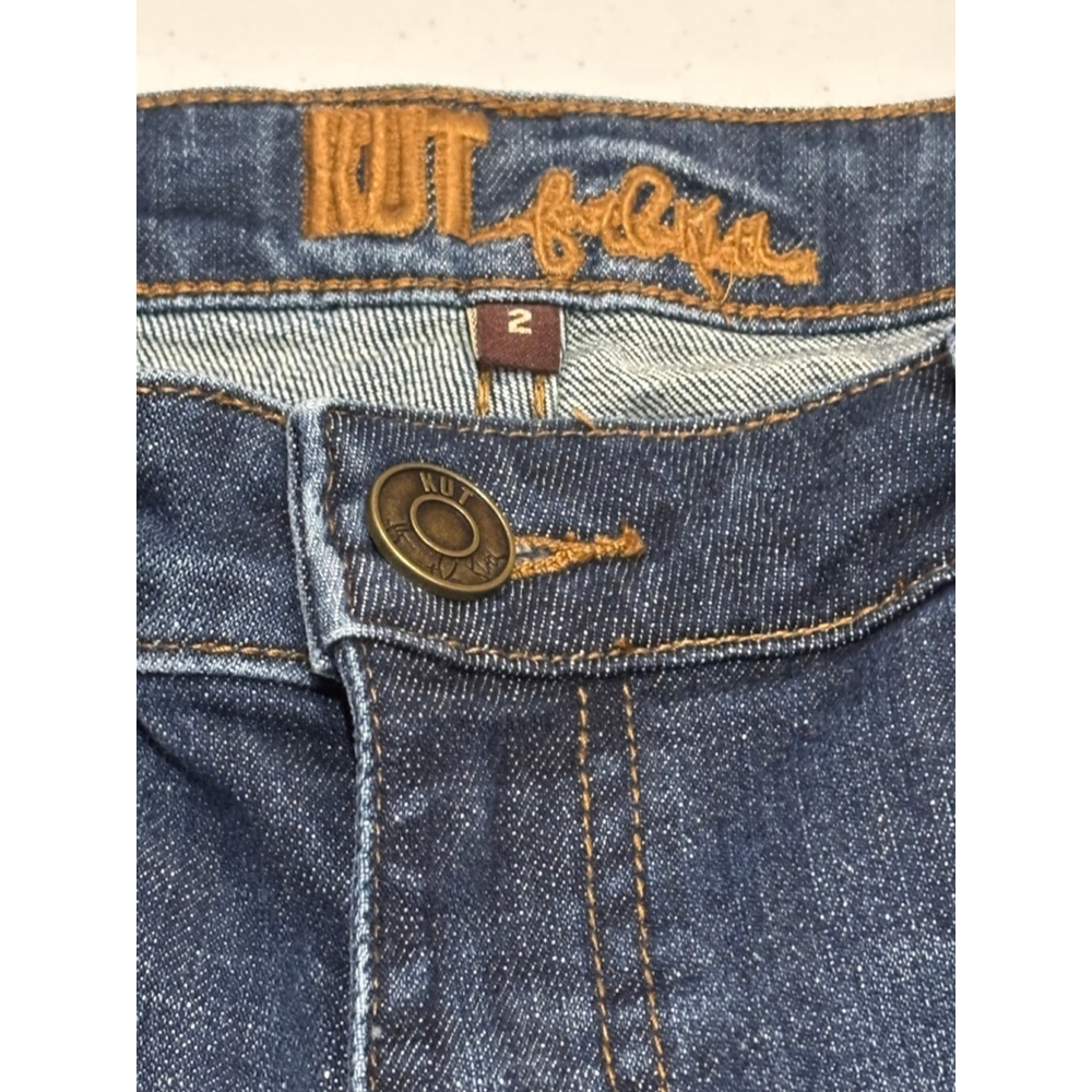 KUT from the Kloth Blue Denim Jeans Ankle & Cropped Cuffed, Woman’s Size 2 - Picture 6 of 9